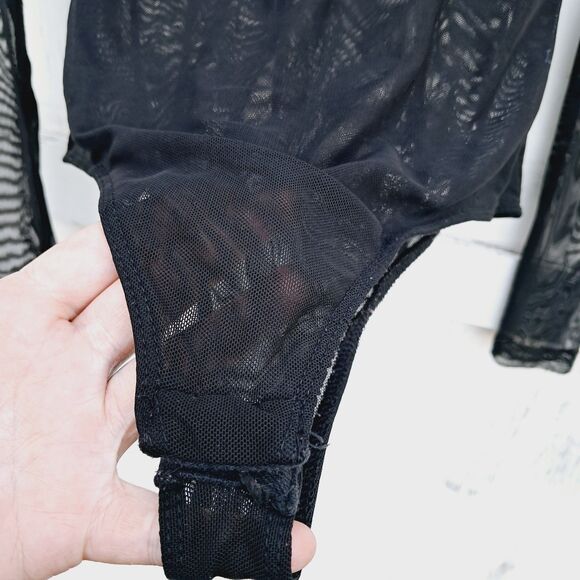 Vtg 90’s Y2k Windsor USA Womens M S Sheer Mesh Bodysuit Top Keyhole Goth Club - Picture 3 of 9